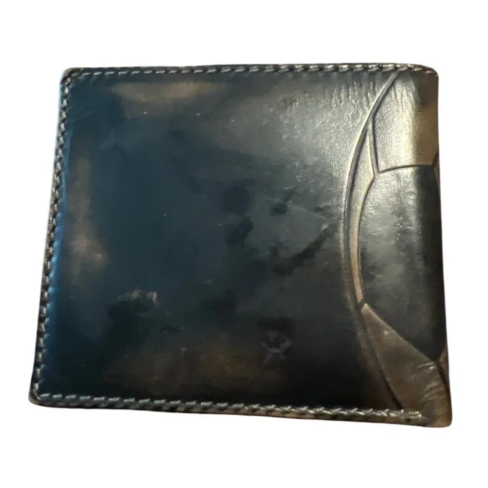 House Of Jack Mens‎ Bifold Leather Wallet Embossed Soccer Ball Design